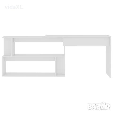 vidaXL Ъглово бюро, бяло, 200x50x76 см, инженерно дърво, снимка 5 - Бюра - 56147718
