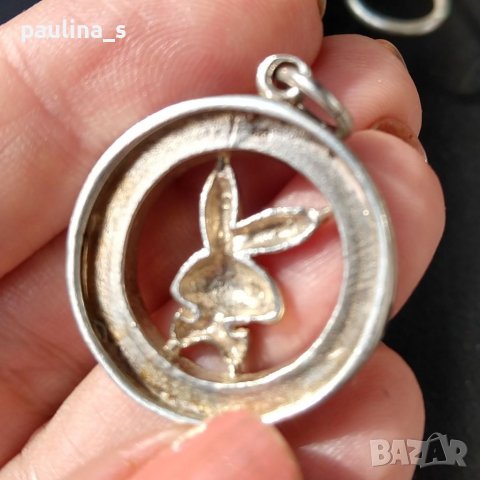 Масивна стара сребърна висулка "Playboy" със седеф, снимка 5 - Колиета, медальони, синджири - 38101348