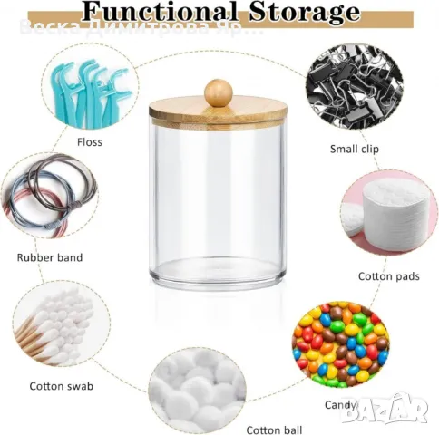 Стилен прозрачен контейнер за съхранение с бамбуков капак, снимка 2 - Други стоки за дома - 49731873