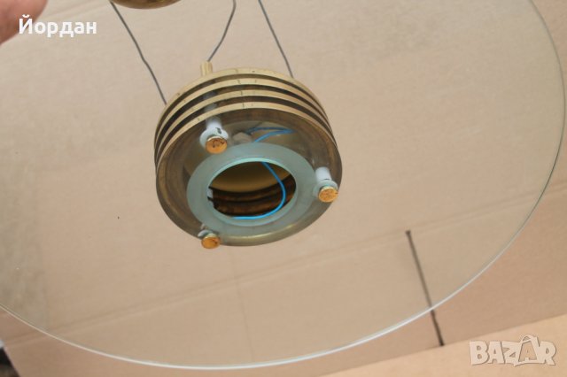 Немски абажур-стъкло и месинг, снимка 10 - Антикварни и старинни предмети - 42434831