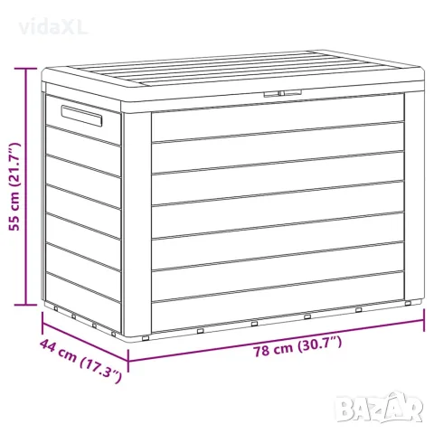 vidaXL Градински сандък за съхранение, антрацит, 78x44x55 см, снимка 9 - Ракли - 56147644