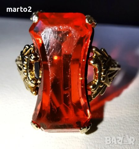 Златен 18 Карата пръстен с Централен камък Натурален Мадейра Цитрин!, снимка 4 - Пръстени - 42649682