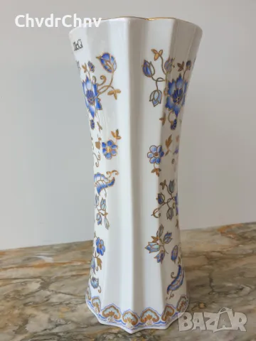 Limoges 26см/Лимож стара френска порцеланова ваза/цветя-злато, снимка 3 - Вази - 49247193