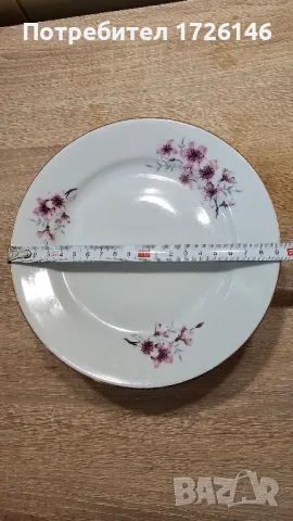 Порцеланови чинии ябълков цвят със златен кант на Китка , снимка 5 - Чинии - 48991041