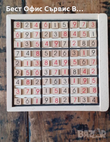 игра Судоку масивно дървено 22,5х23,5х3,1 см размер, с 99 броя плочки от луксозно масивно дърво