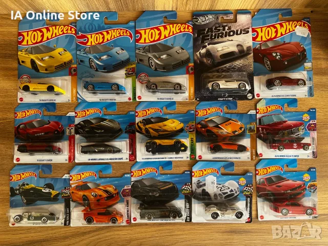 Hot Wheels Chiron; Veyron; EB110; Huracan; Centenario; Alfa Romeo 8C Competizione; Bentley; Lotus