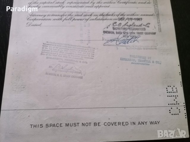 Сертификат за 100 акции (САЩ) | Miehle-Goss-Dexter Inc. (MGD) | 1964г., снимка 7 - Други ценни предмети - 29301879