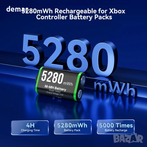 NEWDERY Единична зарядна станция за безжичен контролер Xbox и батерия 5280mWh, снимка 2 - Аксесоари - 53053134
