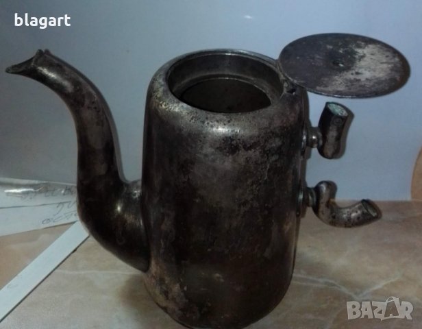 Посребрен корабен чайник -1860г., снимка 1 - Антикварни и старинни предмети - 29999856