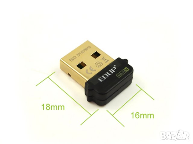 EDUP EP-N8508GS нано USB Wi-Fi адаптер, снимка 4 - Други - 35585765