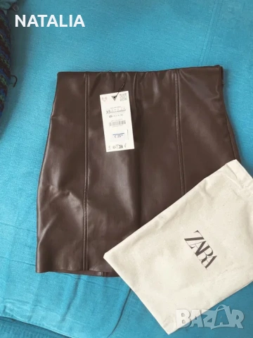 Кожена пола zara, снимка 6 - Поли - 54351707