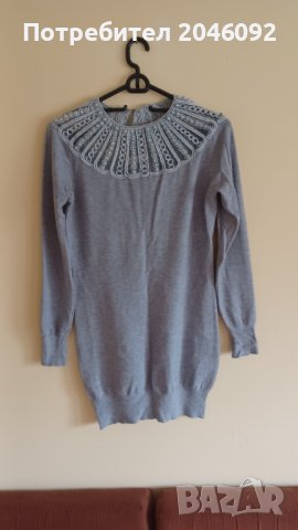 Елегантен,сив блузон с мъниста., снимка 10 - Блузи с дълъг ръкав и пуловери - 44490845