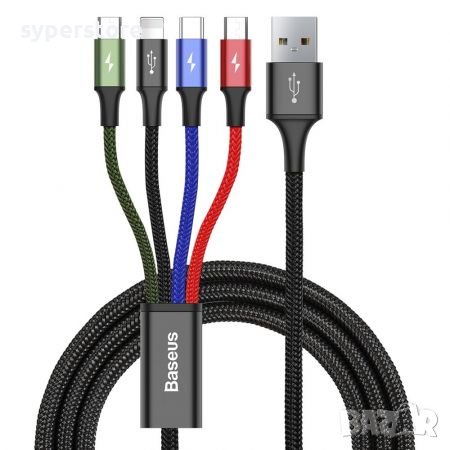 Кабел USB към Lightning, Type C и 2 x Micro USB 4 в 1 3.5А Baseus CA1T4-C01 1.2m Cable 4 in 1, снимка 1 - USB кабели - 38101678