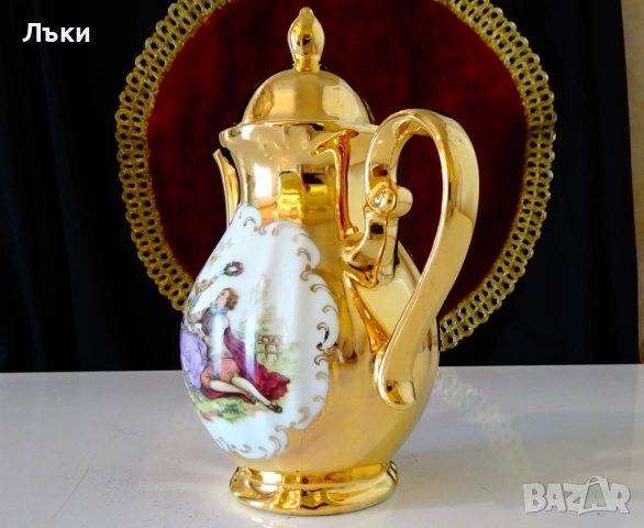 Кана баварски порцелан,злато,картина на Антоан Вато. , снимка 4 - Антикварни и старинни предмети - 51781637
