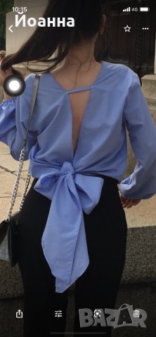 Елегантна блуза в актуален син цвят, снимка 2 - Ризи - 35447971