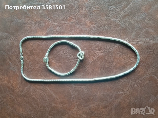 Сребърен Комплект Пандора, снимка 6 - Колиета, медальони, синджири - 54315590