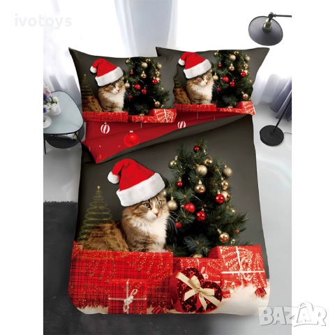 Двулицево коледно спално бельо, размер за приста (Реално изображение), 4 части - WS17380