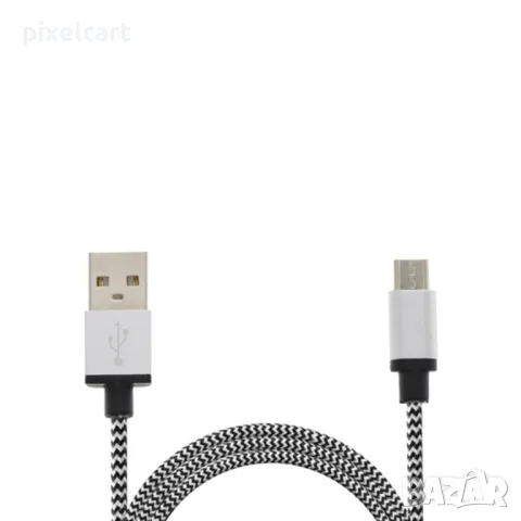 Кабел ATX Braided, USB към Type C, сребрист, снимка 1