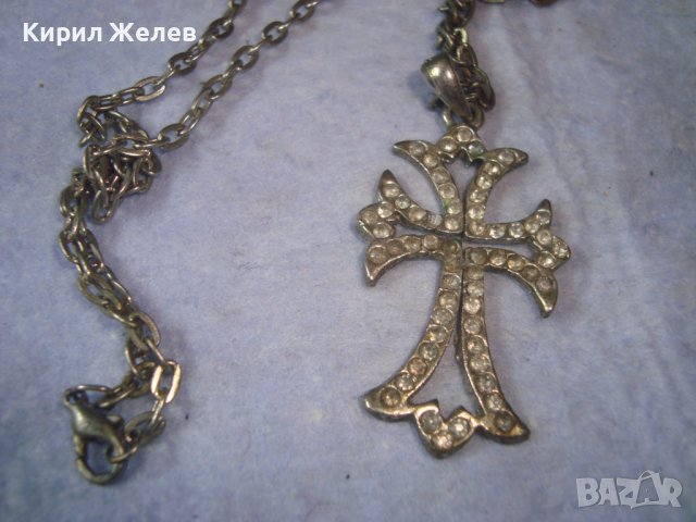 СТАРО ПОСРЕБРЕНО КРИСТАЛНО ШЕФЪН АРТ КРЪСТЧЕ - КОЛИЕ 27493, снимка 7 - Колиета, медальони, синджири - 36928694
