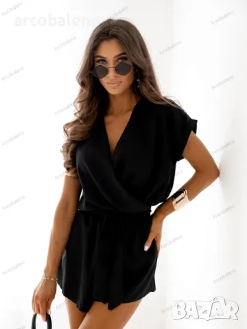 Къс дамски гащеризон с V-образно деколте, 7цвята , снимка 6 - Гащеризони - 50180637