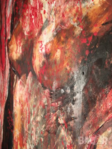 Картина Масло подписана рисувана на хартия 95х86 см., снимка 4 - Картини - 44348496