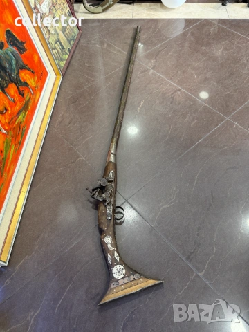 Стара кремъчна пушка с костни набивки, снимка 2 - Антикварни и старинни предмети - 53901090