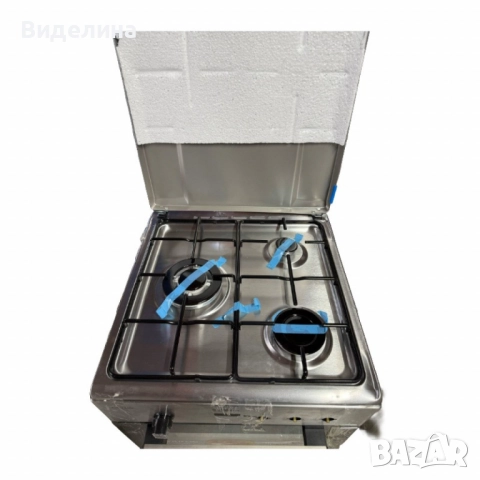 Газова печка Taurus CIG3FIXMG – 3 горелки, газова фурна 43L, инокс корпус, с дефект, снимка 7 - Печки, фурни - 52006429