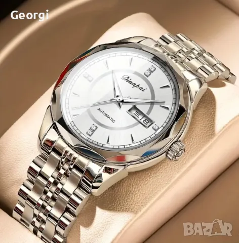 Елегантен, Класически, Луксозен и Стилен механичен часовник DIANPAI*Класик и бяло злато!, снимка 2 - Мъжки - 49425003