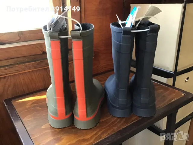 Ботуши гумени стил Wellington,хастар шерпа, дълбок грайфер, дишаща стелка, топли и защитни, 38, НОВИ