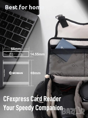 Moman 3-в-1 Четец за карти – CFexpress Type A/B и SD, USB 3.1 Gen 2 (10Gbps), снимка 6 - USB кабели - 53275892