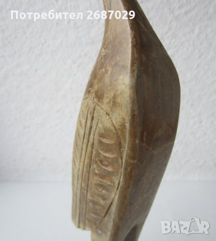 41 см висока стара Дървена фигура, дърворезба  водна птица, снимка 5 - Статуетки - 31999522