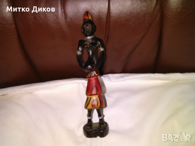 Африканска дървена фигура маска цветна височина 210мм, снимка 2 - Декорация за дома - 29114592