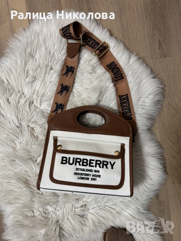 Нова чанта Burberry 
бяло и кафяво , снимка 4 - Чанти - 55777290
