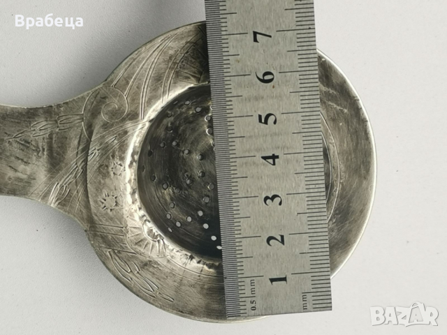 Сребро. 84. Царска Русия. Цедка за чай , снимка 6 - Антикварни и старинни предмети - 36559865