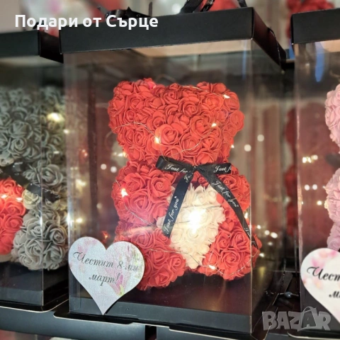 10 мечета от рози с луксозна опаковка, сърчице, лампички, снимка 4 - Декорация за дома - 53224741