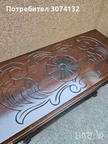 Масивна пейка с дърворезба (материал орех), снимка 3 - Други - 48045124