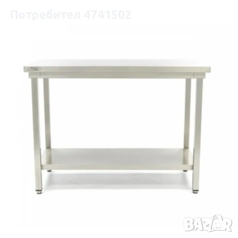 Професионална работна маса от инокс, 600 × 600 мм, с долен рафт