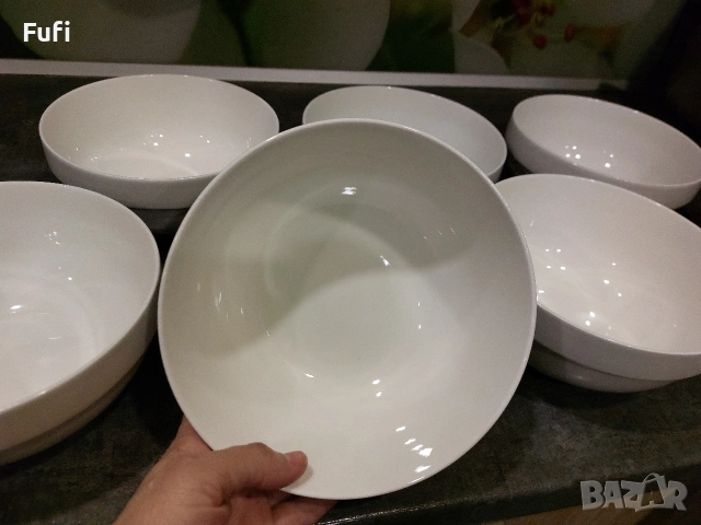 9 евро за 6 броя нови големи купи, вместимост по 1 литър и 200 мг, с етикет, порцелан , снимка 3 - Кутии за храна - 54065074