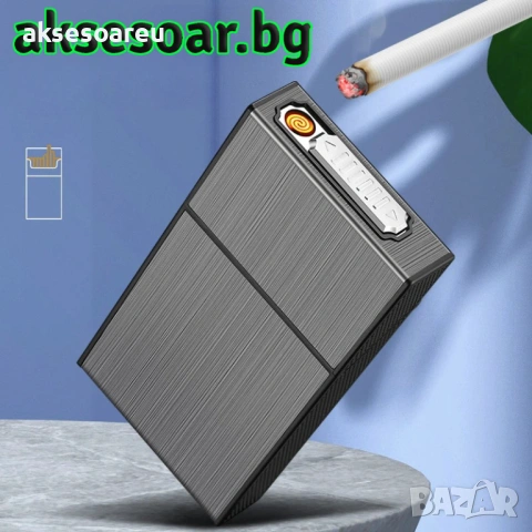 Нова табакера кутия за 20 цигари с водоустойчива и влагоустойчива електронна запалка от волфрамова, снимка 10 - Табакери - 53122423