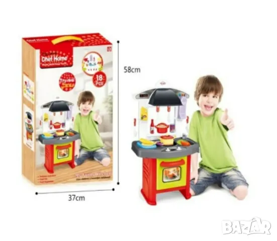 Детски кухненски плот с прибори, 58x37x12 см, Многоцветен