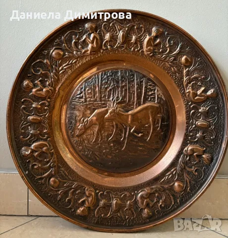 Медна чиния с ловен мотив