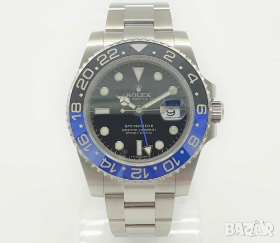 Мъжки луксозен часовник Rolex GMT-MASTER BATMAN , снимка 2 - Мъжки - 41628469