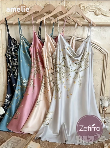 Дамска сатенена нощничка Zefirra Aglaya в 5 цвята, снимка 1 - Нощници - 52636296