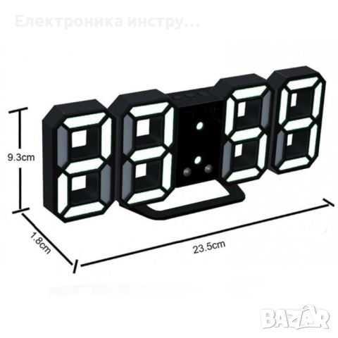 GH0719L Дигитален светещ LED часовник Аларма - Син, снимка 6 - Други стоки за дома - 44685948