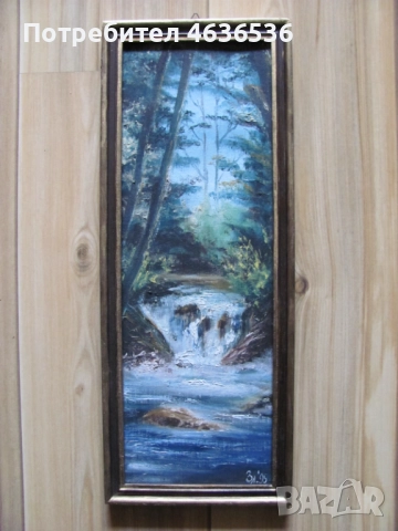 90-те картина масло, фазер , подпис ,45х17см.