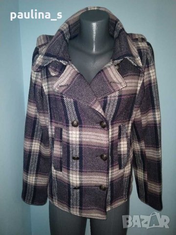 Палто в лилаво каре "Bon'a Parte" , снимка 4 - Палта, манта - 16606206