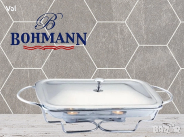 Съд за затопляне Bohmann, 3л правоъгълен, 2 свещи, стоманен капак, стъкло, инокс, снимка 3 - Съдове за готвене - 52487559