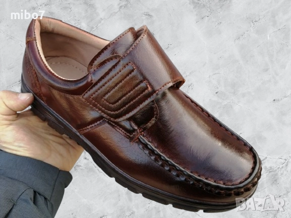  Мъжки обувки с лепенка велкро и шито ходило., снимка 2 - Ежедневни обувки - 51788912