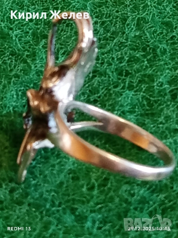 Дизайнерски сребърен пръстен с ФЕЯ майсторска ръчна изработка 27705, снимка 5 - Пръстени - 52925708