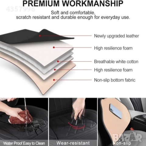 Калъфи за автомобилни седалки, Тапицерия с джоб за съхранение и протектори за колани, снимка 5 - Аксесоари и консумативи - 52097960